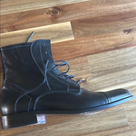 Massimo Matteo Men’s Black Leather Dress Boots | Size 9.5 | Made in Italy - Picture 5 of 9